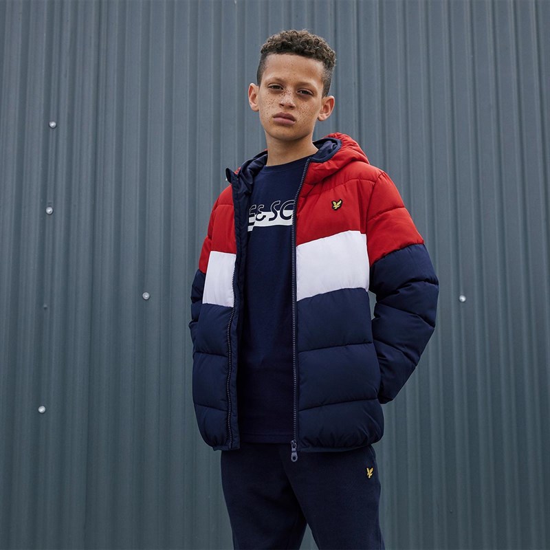 lyle and scott colour block puffer jacket