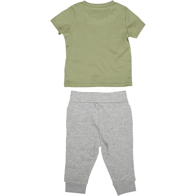Lyle And Scott Baby Eagle Logo T-Shirt And Joggers Set Oil Green