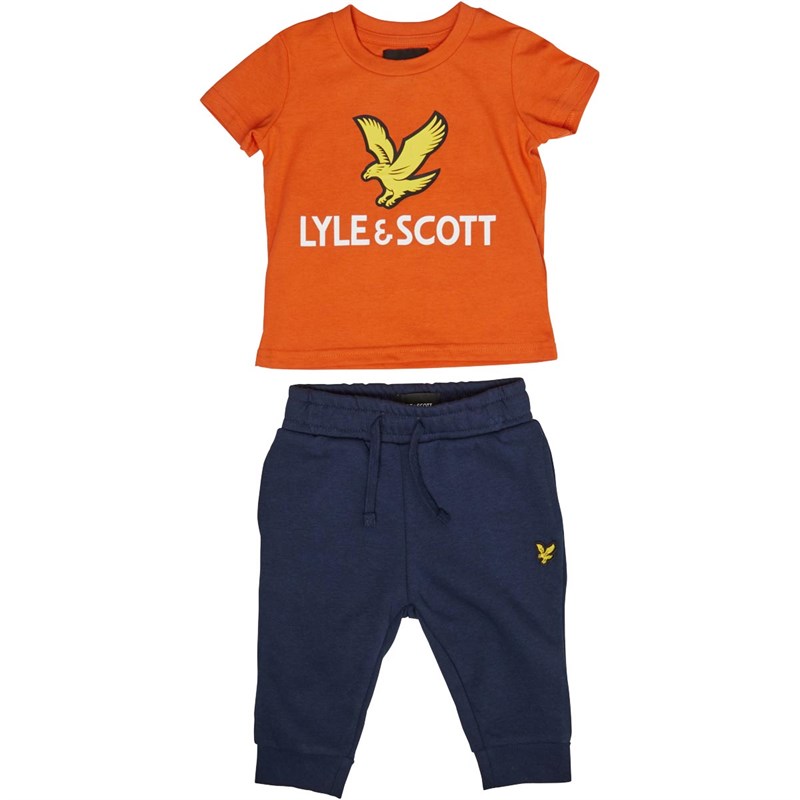 Buy Lyle And Scott Baby Eagle Logo TShirt And Joggers Set Orangeade