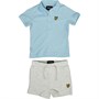 Lyle And Scott Baby Tipped Polo And Shorts Set Sky Blue