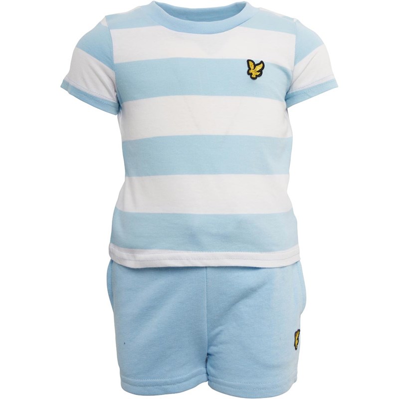 Lyle And Scott Boys Classic Stripe T-Shirt And Shorts Set Sky Blue