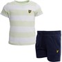 Lyle And Scott Boys Classic Stripe T-Shirt And Shorts Set Lime Cream