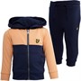 Lyle And Scott Boys Contrast Panel Zip Hoodie And Joggers Tracksuit Navy Blazer