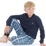 Lyle And Scott Boys Long Sleeve T-Shirt And Check Bottoms Lounge Set Navy Blazer
