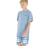 Lyle And Scott Boys T-Shirt And Check Shorts Lounge Set Faded Denim