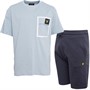 Lyle And Scott Boys Sealed Pocket T-Shirt And Sweat Shorts Set Celestial Blue/Ebony