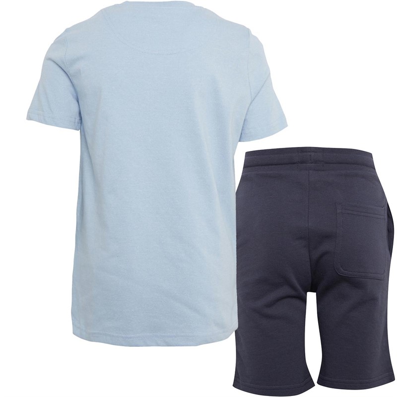Lyle And Scott Boys Marl T-Shirt And Short Set Chambray Blue/Ebony