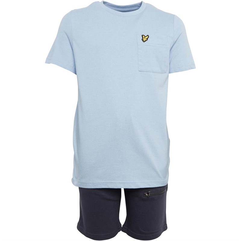 Lyle And Scott Boys Marl T-Shirt And Short Set Chambray Blue/Ebony