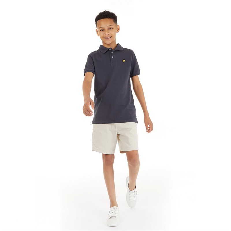 Lyle And Scott Boys Classic Polo Shirt And Carpenter Shorts Set Ebony/Pumice Stone