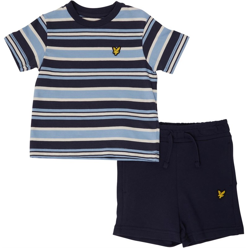 Buy Lyle And Scott Boys Stripe T-Shirt And Shorts Set Navy Blazer
