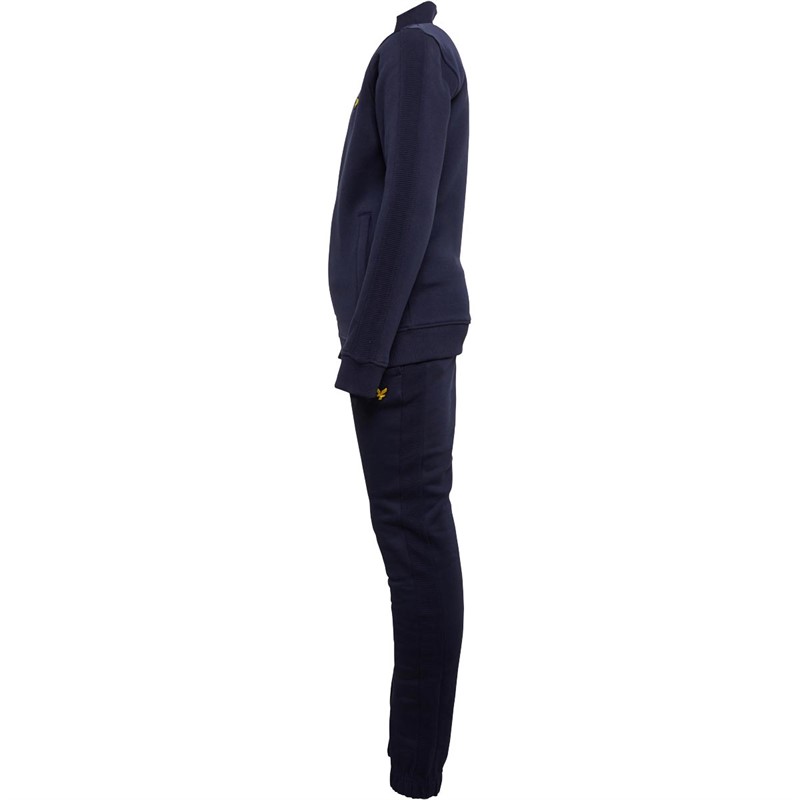 Lyle And Scott Boys Contrast Ottoman Zip Through Sweatshirt And Joggers Set Navy Blazer