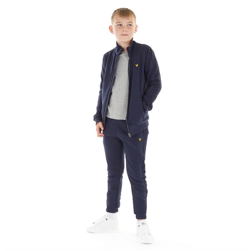 Lyle And Scott Boys Contrast Ottoman Zip Through Sweatshirt And Joggers Set Navy Blazer