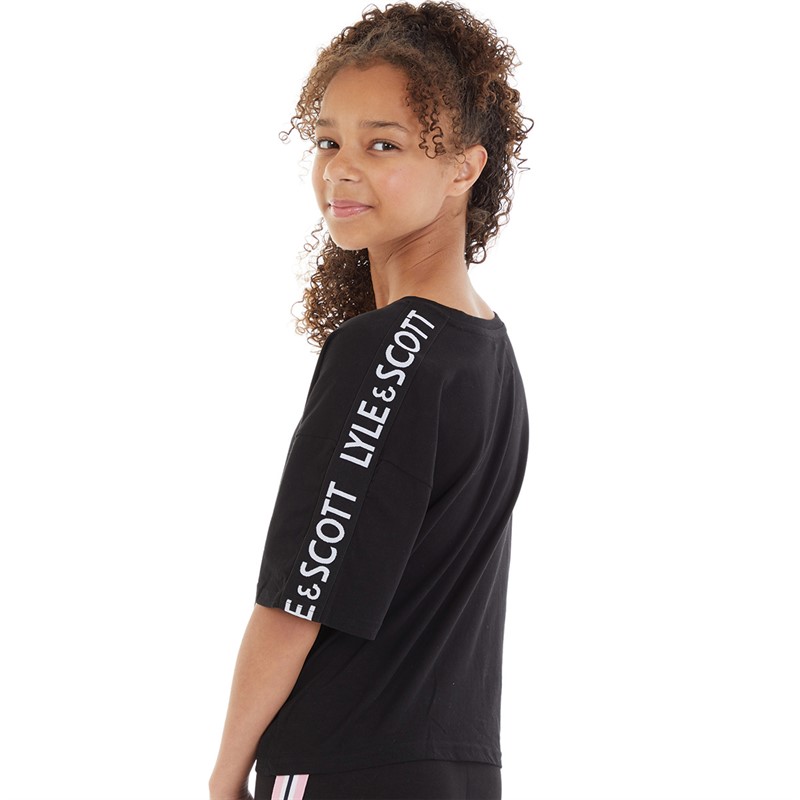 Lyle And Scott Girls Tape Shoulder Boxy T-Shirt Black