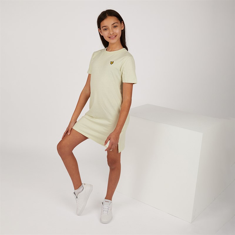 Lyle And Scott Girls Step Hem T-Shirt Dress Almost Aqua