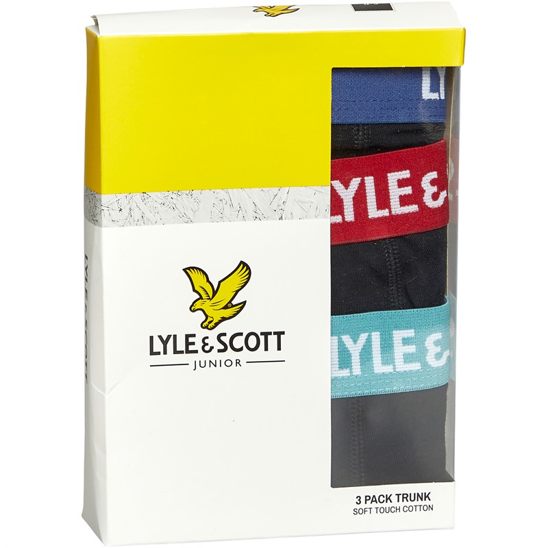 Lyle And Scott Boys Boxed Solid Three Pack Trunks Black