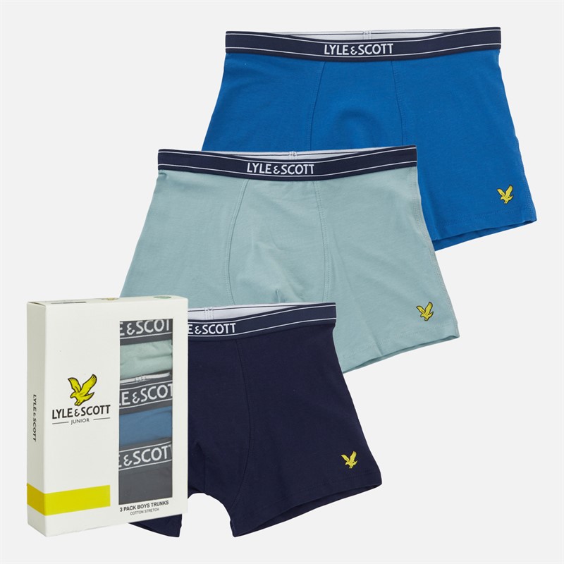 Lyle And Scott Boxers Garçon lot de 3 Tourmaline/Saphir Étoile/Bleu marine