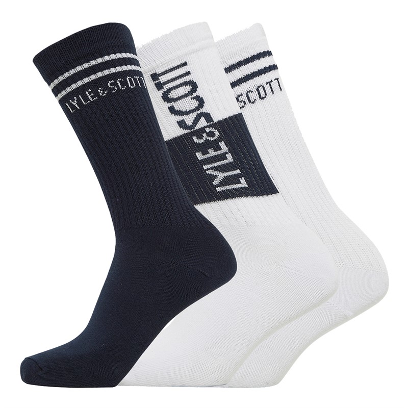 Lyle And Scott Boys Three Pack Socks Bright White/Bright White Multi/Peacoat