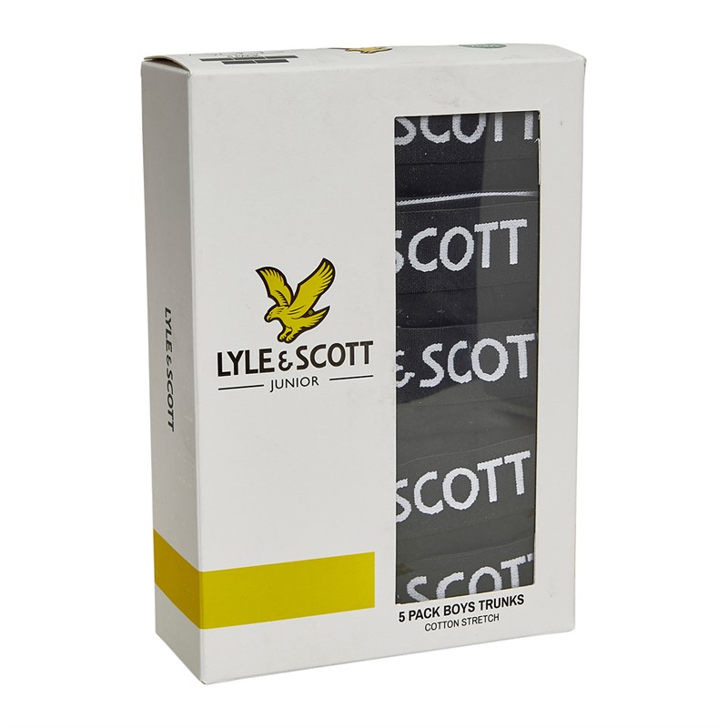 Lyle And Scott Boys Five Pack Boxer Trunks Black