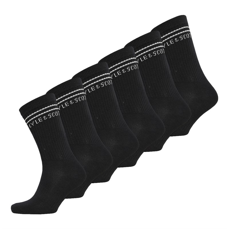 Lyle And Scott Boys Six Pack Socks Black