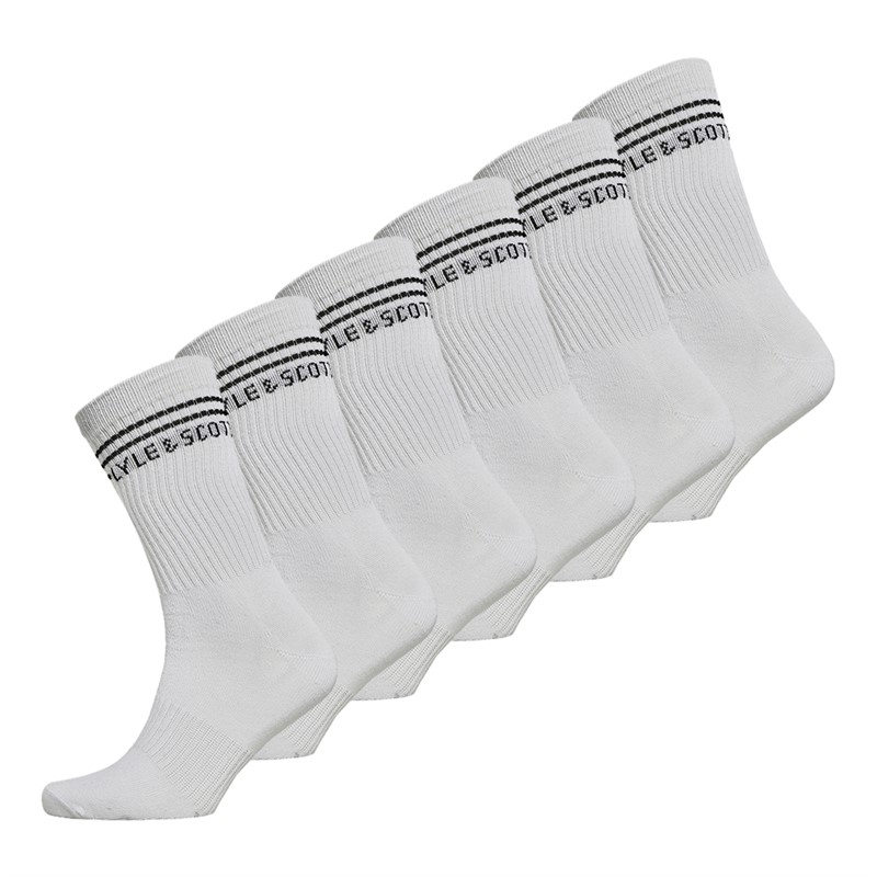 Lyle And Scott Boys Six Pack Socks Bright White