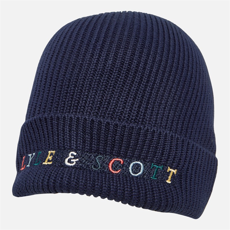 Lyle And Scott Boys Multi Colour Embroidery Beanie Z99 Navy