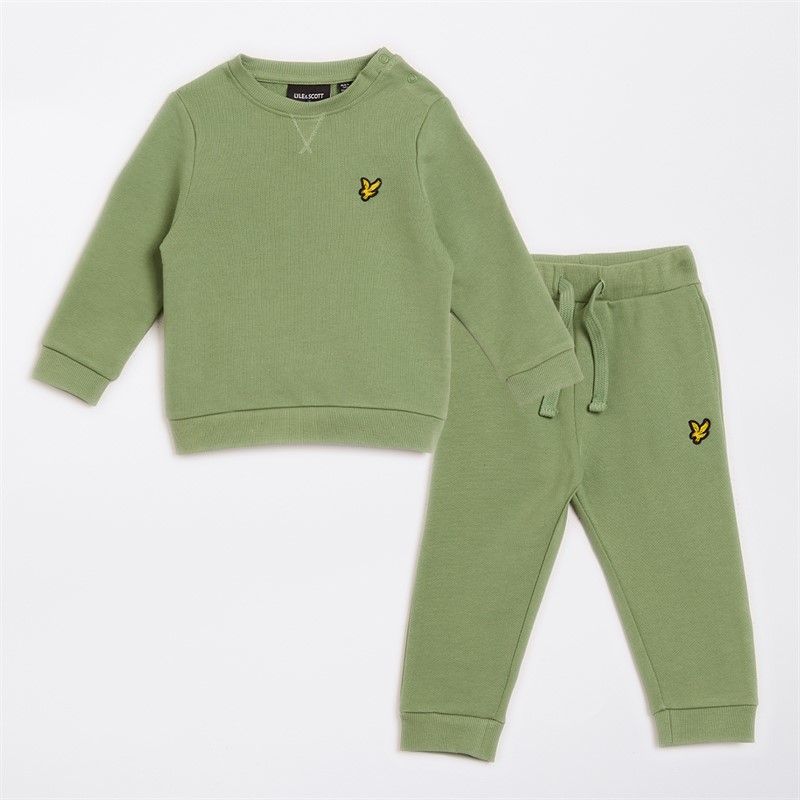 Lyle And Scott Jongens Ronde Hals Sweatshirt En Joggingbroek Set X576 Smoke Groen