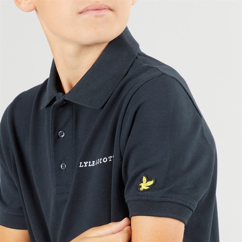 Lyle And Scott Polo Shirt mit Stickerei Schriftzug Junge Z271 Dunkel Marine