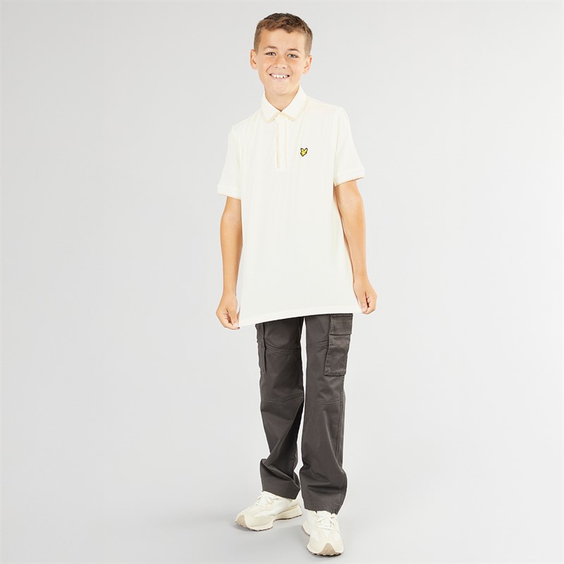 Lyle And Scott Boys Concealed Placket Polo Shirt X157 Chalk