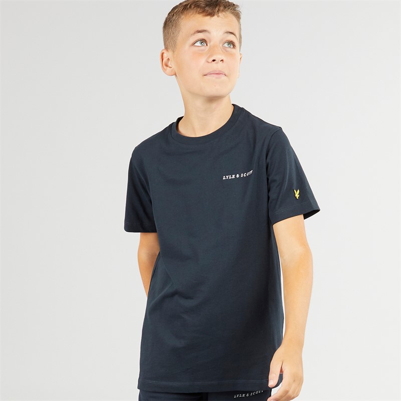 Lyle And Scott Boys Script Embroidered T-Shirt Z271 Dark Navy - Size 8/9Y