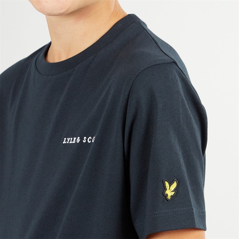 Lyle And Scott Boys Script Embroidered T-Shirt Z271 Dark Navy
