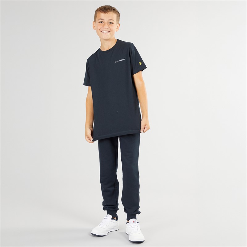 Lyle And Scott Boys Script Embroidered T-Shirt Z271 Dark Navy