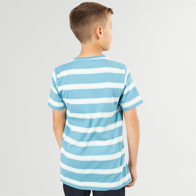 Lyle And Scott Boys Yarn Dye Stripe T-Shirt X579 Blue Storm