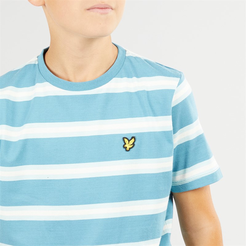 Lyle And Scott Boys Yarn Dye Stripe T-Shirt X579 Blue Storm