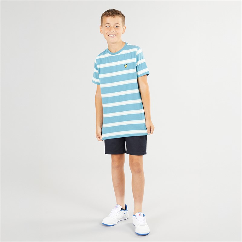 Lyle And Scott Boys Yarn Dye Stripe T-Shirt X579 Blue Storm