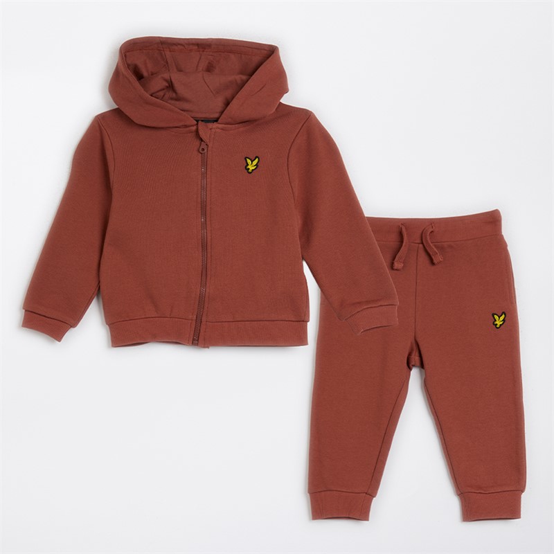 Lyle And Scott Boys Zip Through Hoodie And Joggers Tracksuit X850 Brick