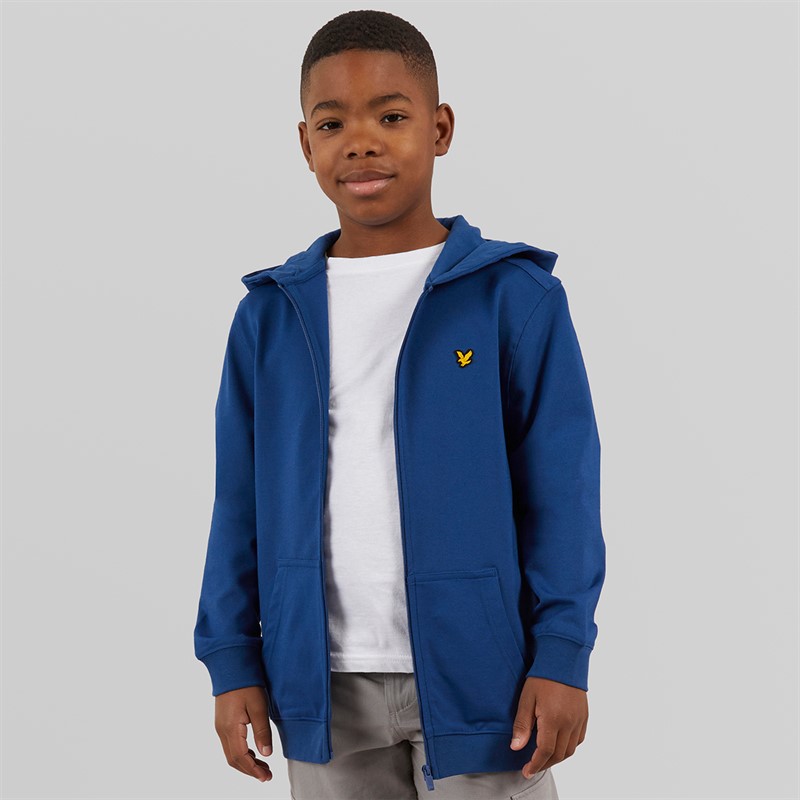 Lyle And Scott Boys Fly Fleece Zip Through Hoodie X856 Navy Peony
