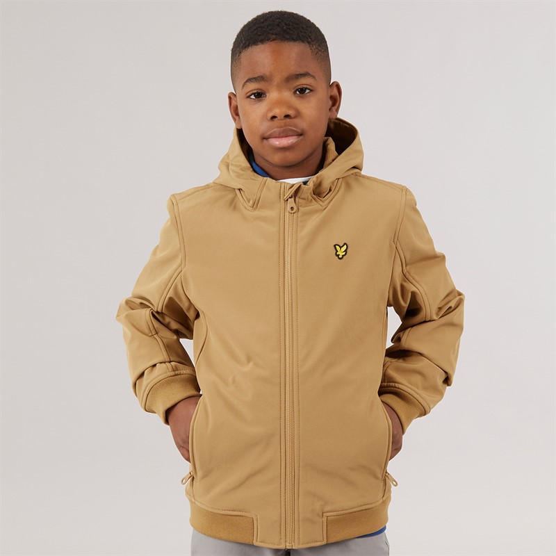 Lyle And Scott Boys Soft Shell Hooded Jacket X851 Tigers Eye