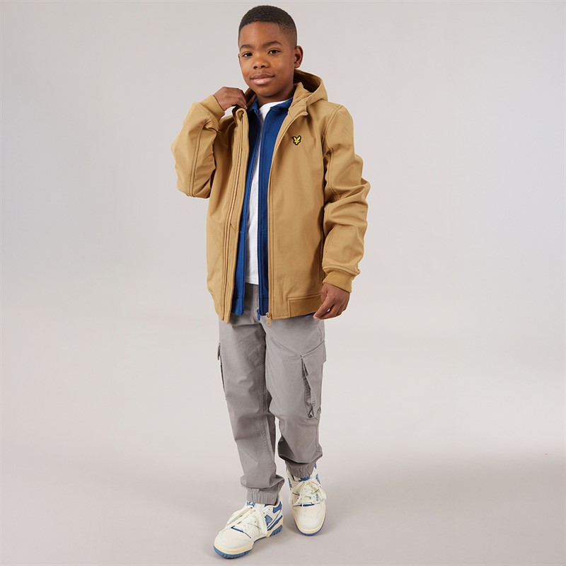 Lyle And Scott Boys Soft Shell Hooded Jacket X851 Tigers Eye