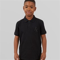 Lyle And Scott Boys Land Scott L&S Monogram Polo Shirt Z865 Jet Black