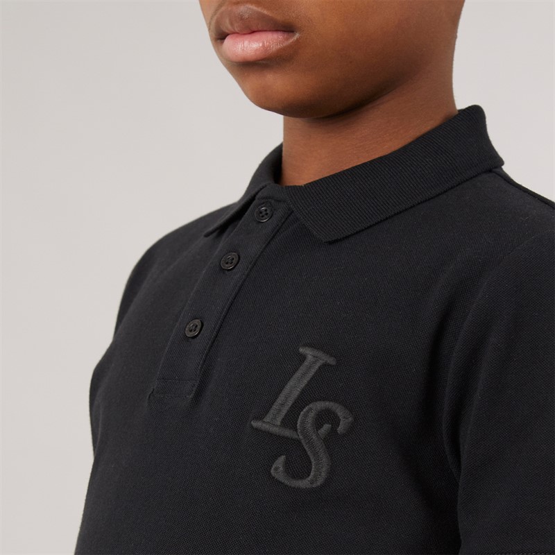 Lyle And Scott Boys Land Scott L&S Monogram Polo Shirt Z865 Jet Black