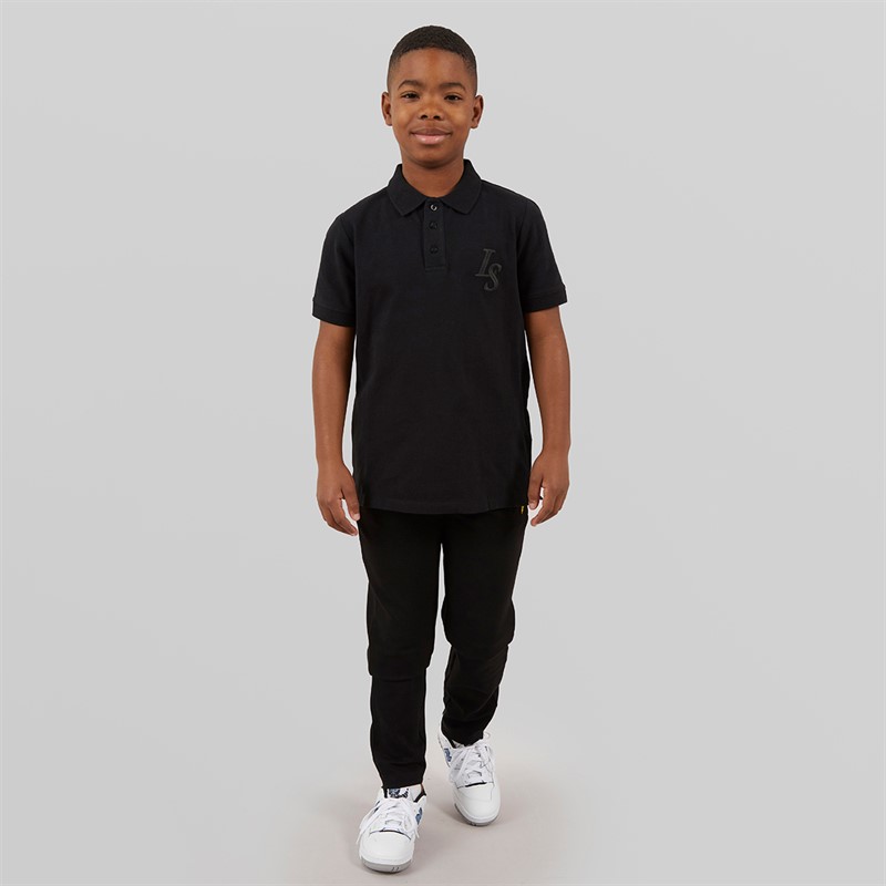Lyle And Scott Boys Land Scott L&S Monogram Polo Shirt Z865 Jet Black