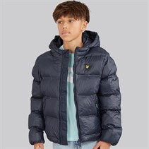 Lyle And Scott Boys Cropped Puffer Coat Dark Navy