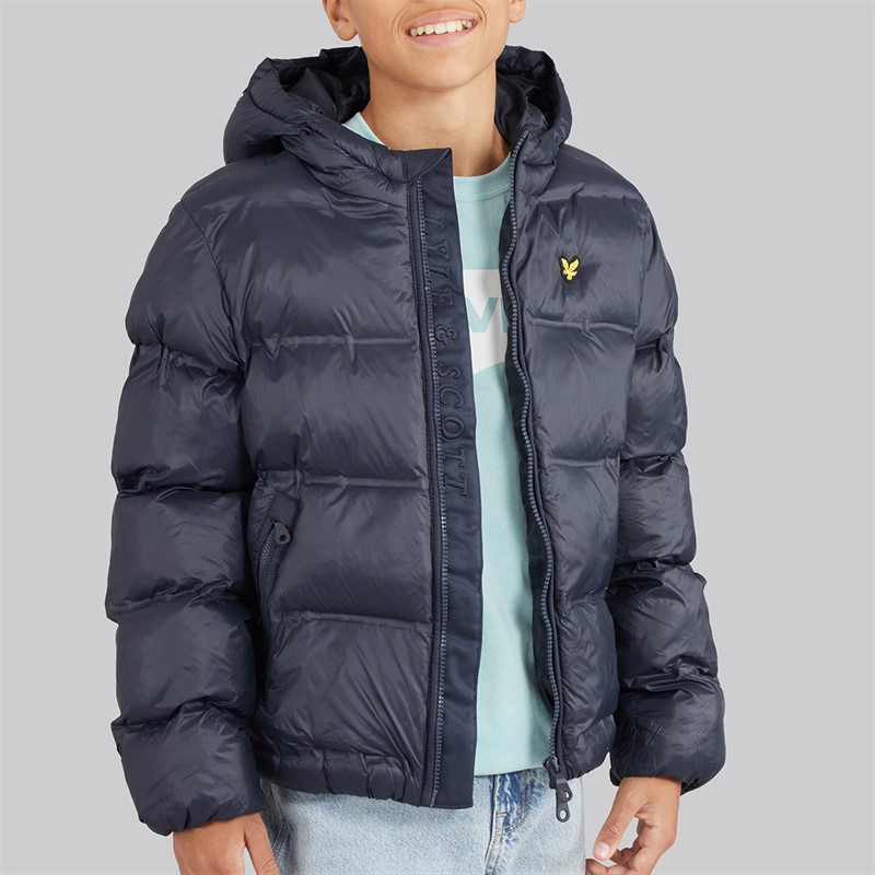 Lyle And Scott Boys Cropped Puffer Coat Dark Navy