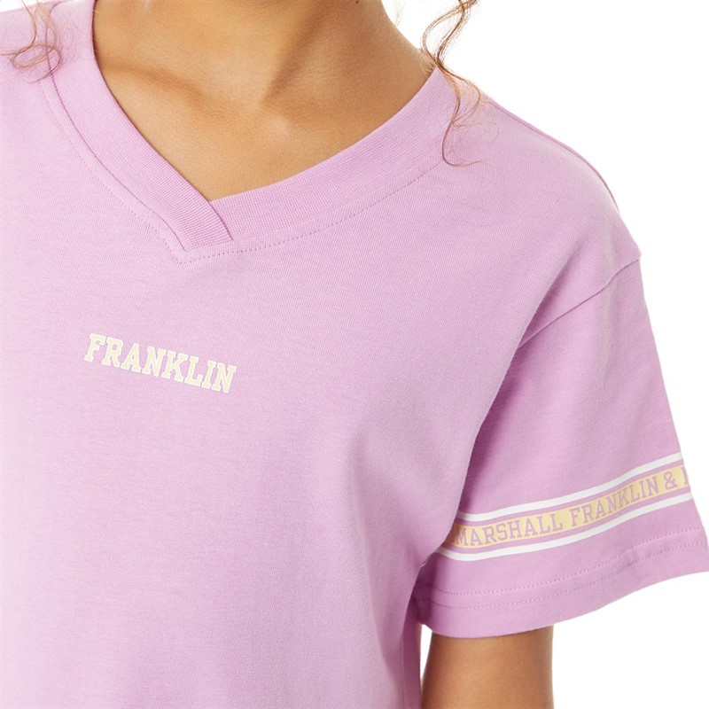 Franklin & Marshall Girls Varsity Stripe Cheerleader T-Shirt Orchid