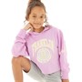 Franklin & Marshall Girls Reverse Raglan Twill Crop Hoodie Orchid