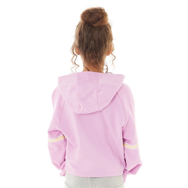 Franklin & Marshall Girls Reverse Raglan Twill Crop Hoodie Orchid