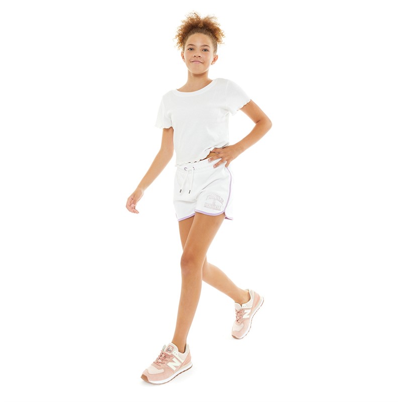 Franklin & Marshall Girls Twill Running Short Bright White