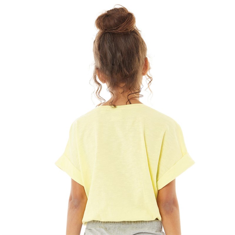 Franklin & Marshall Girls Varsity Print Slub T-Shirt Elfin Yellow