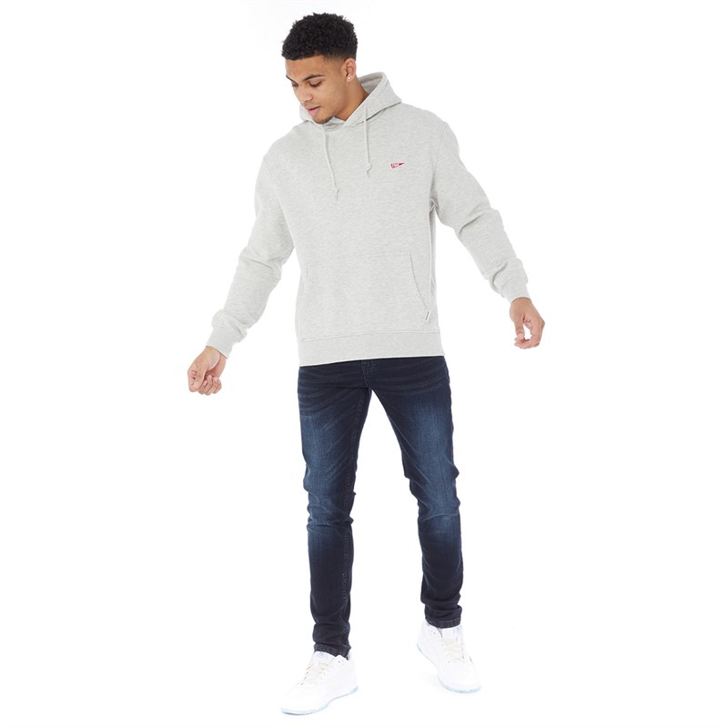 Franklin & Marshall Mens Pennant Patch BB Hoodie Ash Grey Melange