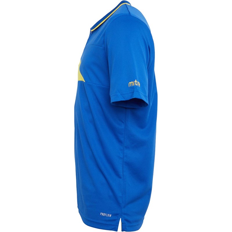 Mitre Mens Delta Plus Polo Blue/Yellow
